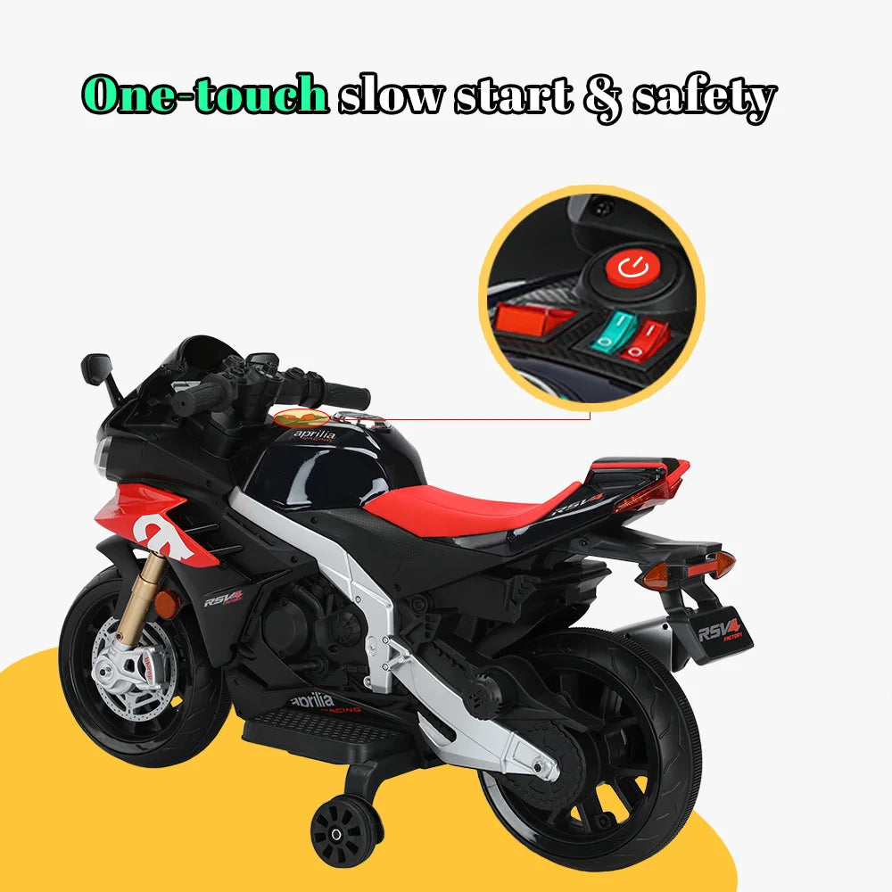 12V Kids Ride on Motorcycle Battery Power Wheels 1-4Years Old Motorbike Toy w/Parental Remote Training Wheels Control LED Lights