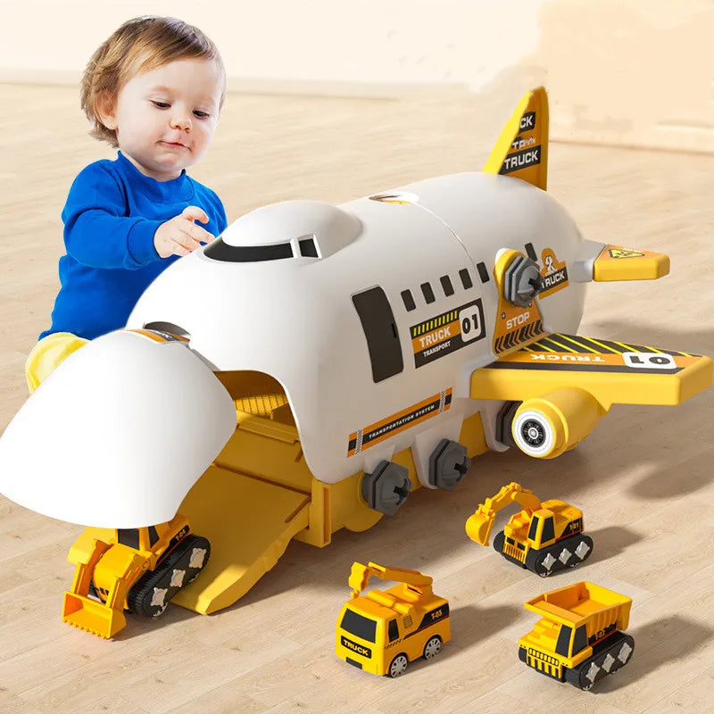 DIY Assembly Toy Airplanes, Ejecting Sliding Tracks, Toddler Planes Toys With 4 Alloy Cars